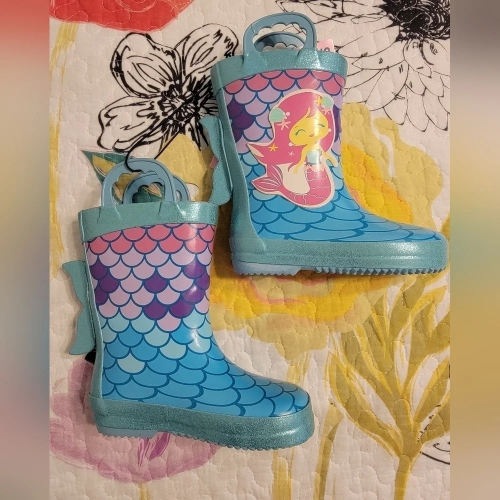 NWT Girls Mermaid Rain Boots